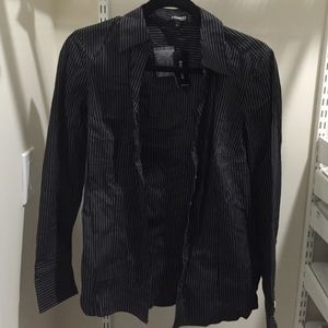 NEW Women's Express Black Pinstripe Dress Shirt