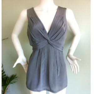 BCBG Max Azria Grey Silk Empire Blouse