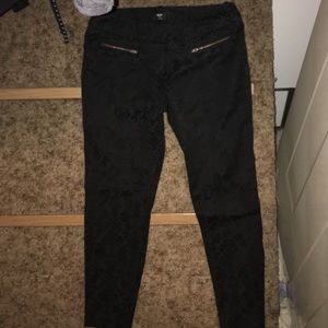 Black lace crop pants