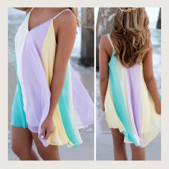 Gorgeous 🌺chiffon pastel swirl mini dress Small - Picture 2 of 4