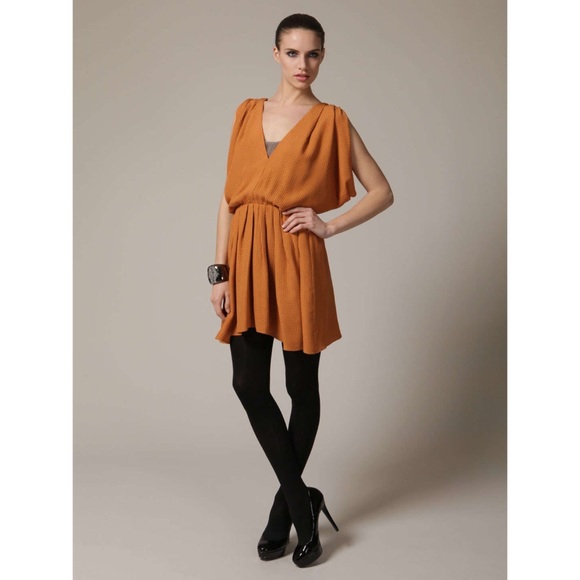 Mustard Silk Jacquard Dress