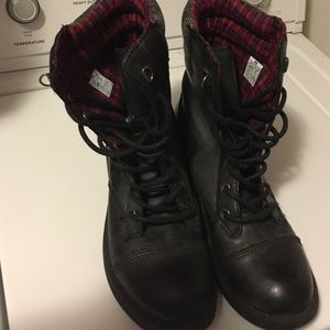 Black lace up Moto boots