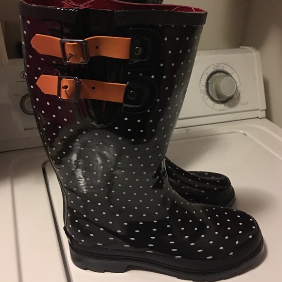 Polka dot rain boots