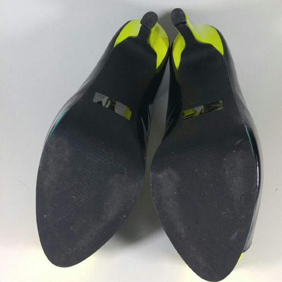 Neon Yellow and Blue Platform Heels - Picture 4 of 4