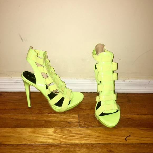 Paper Fox yellow strappy pumps