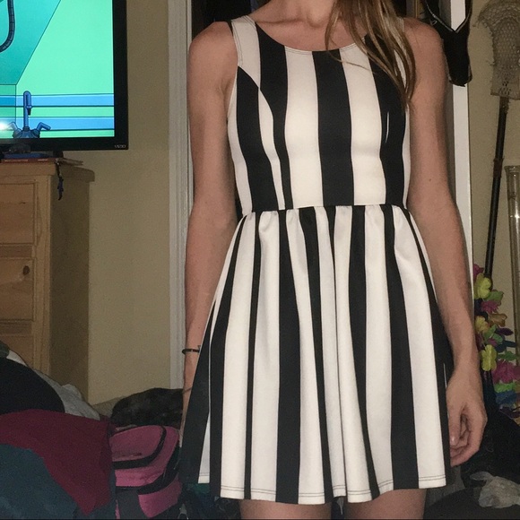 LA Hearts black & white striped dress