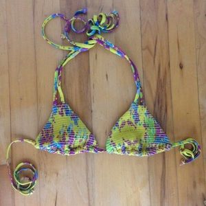 Beach riot yellow floral bikini top