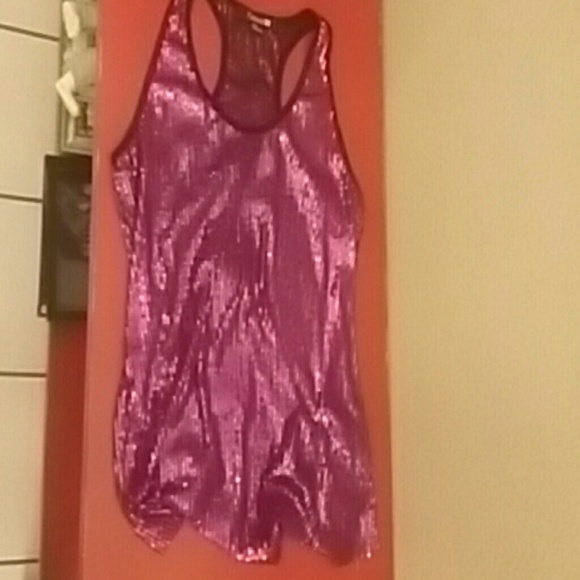 Hot pink sequin razor back tank