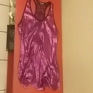 Hot pink sequin razor back tank