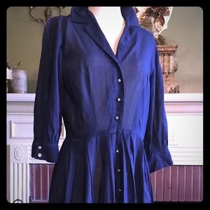 Vintage navy shirtwaist  with rhinestone buttons.