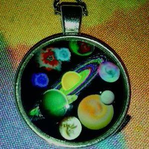 Solar System Space Cabochon Pendant Necklace!