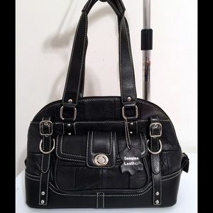 New Black Calfskin Leather Shoulder Bag Handbag