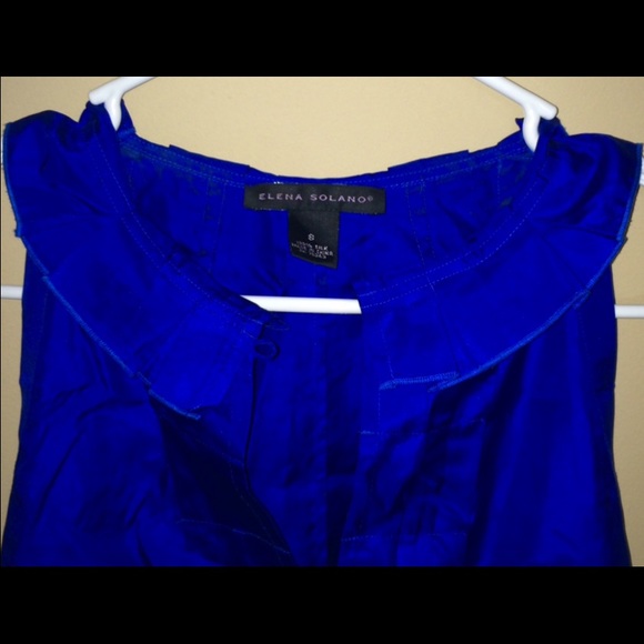 Cobalt Blue 100% Silk Elena Solano Top sz: S - Picture 2 of 4