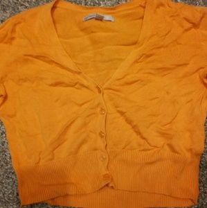 Old Navy tangerine colored cropped cardigan shrug