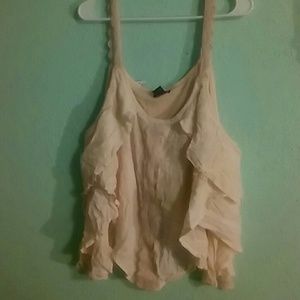 Dusty Pink Crochet Flutter Flowy tank Plus Size