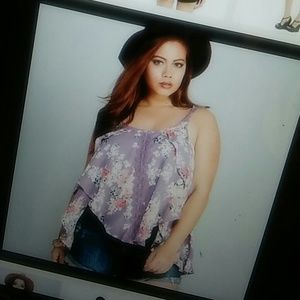 BLACK flutter FLOWY tank Plus Size