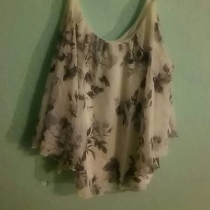 Black and White Flowy tank Plus Size