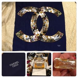 Vintage CHANEL Jeweled Pattern CC Scarf  & perfume
