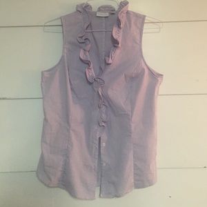 Sleeveless button down with ruffles