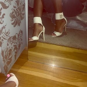 White heeled sandals