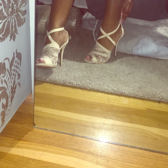Nude lace heels