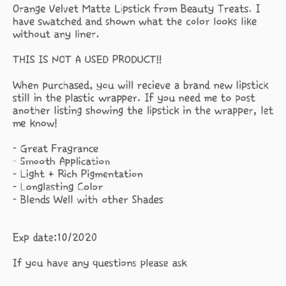 Orange Velvet Matte Lipstick - Picture 4 of 4