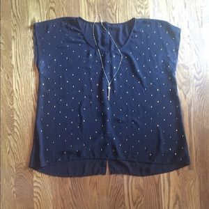 Black sheer plus size blouse