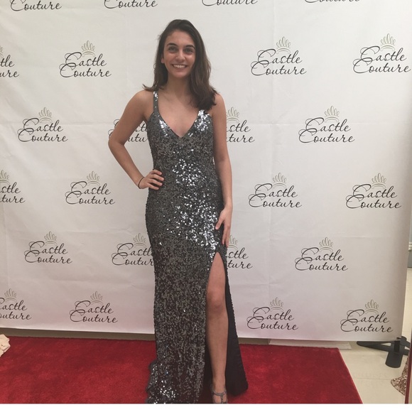 Gun Mental Sparkle Gown;NEW WITH TAG (fits size 4) - Picture 2 of 4