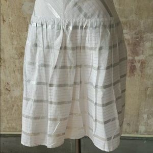 White LOFT skirt with silver stripes