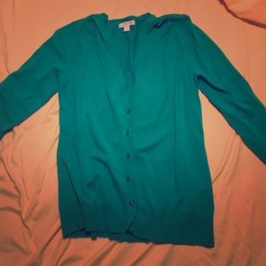 Turquoise medium cardigan  quarter length sleeve