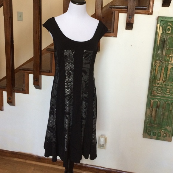 Stretcjh Knit Dress with Sequin Accent