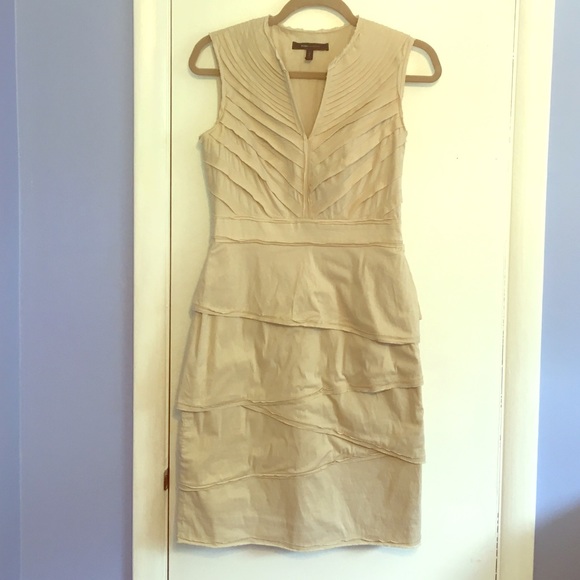 Cream BCBG Maxazria v neck dress