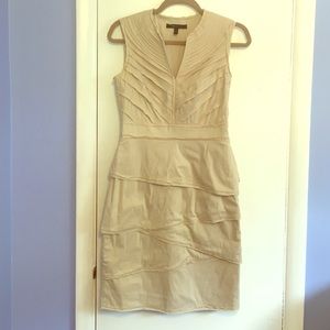 Cream BCBG Maxazria v neck dress