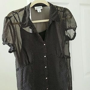 Polka dot maternity top with lined tank