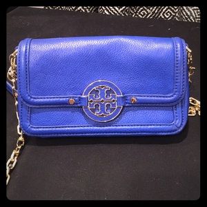 Tory Burch Logo Amanda Royal Blue Cross Body Bag