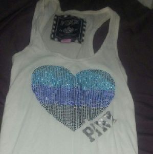 Vs pink white tank top medium