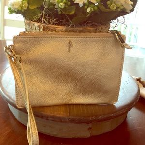 Coke Haan distressed leather wristlet