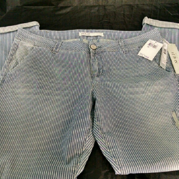 Slim Boyfriend Trouser Railroad Blue Stripe