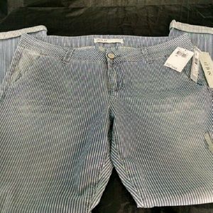 Slim Boyfriend Trouser Railroad Blue Stripe