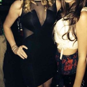 Black Mesh Cutout BodyCon Dress