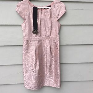 BCBG dusty rose print dress with belt