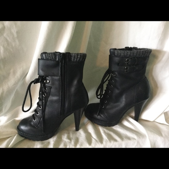 High heel combat style boots