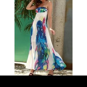 Strapless Floral print maxi dress