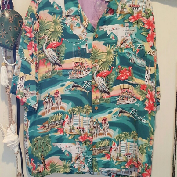Mens XL Fl button down beach golf shirt Vintage