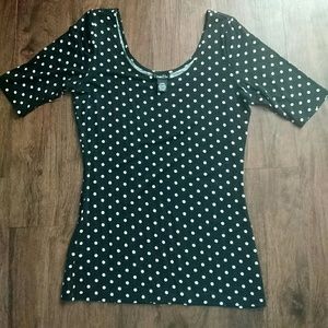 Black and White Polkadot Top