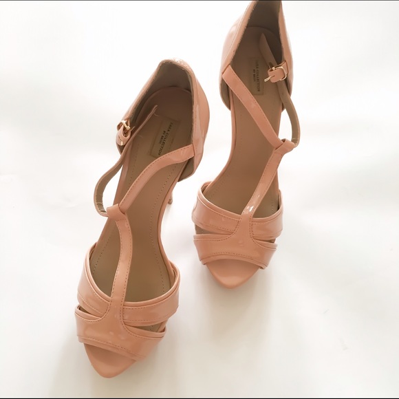 Pink/tan Zara heeled sandals