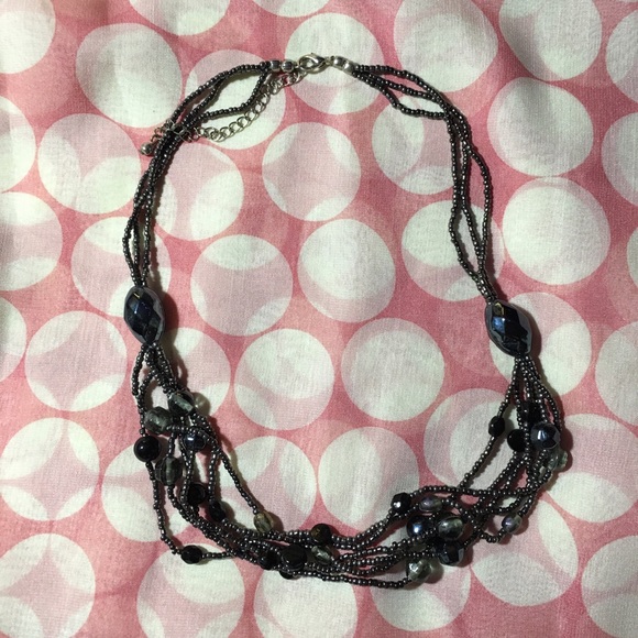 Charcoal Grey Beaded Necklace