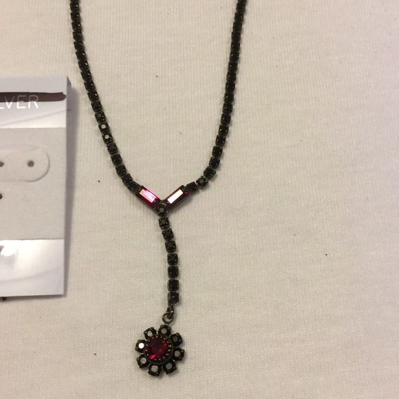 Red Ruby Rhinestone Necklace Set - image 3