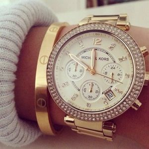 Michael Kors gold watch - all diamonds in place
