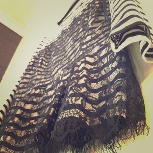 Striped 3/4 sleeve dressy shirt with lace!